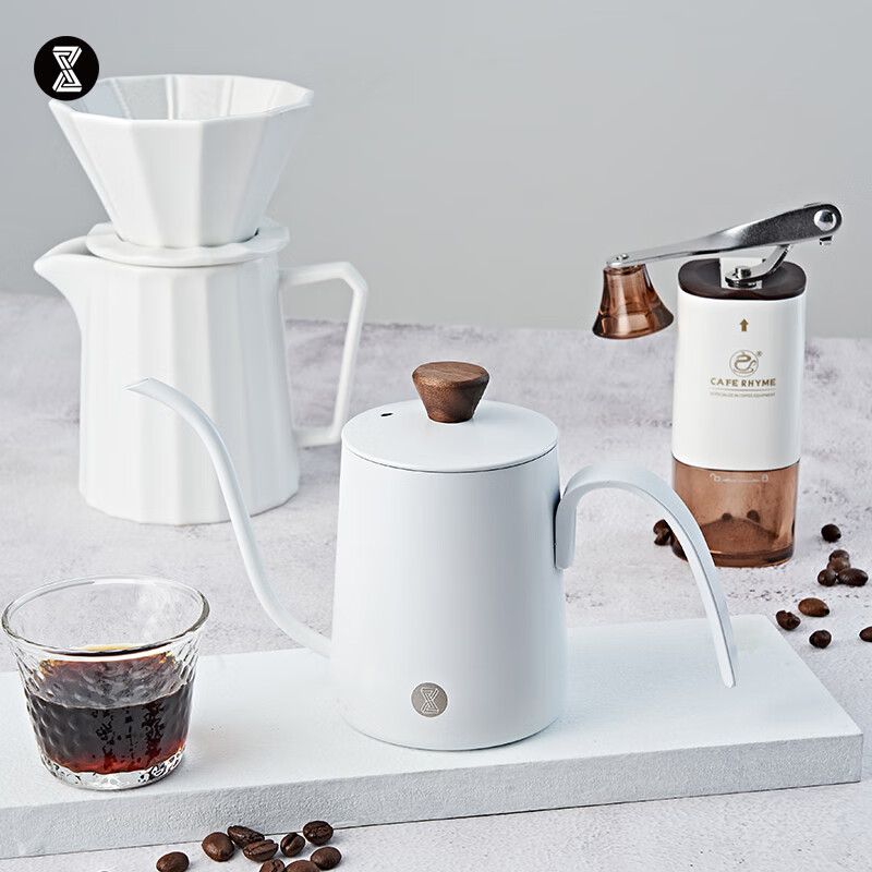 臻航手冲咖啡壶家用迷你挂耳咖啡手冲壶304不锈钢长嘴细口滴漏过滤壶 S03PRO带盖350ML粉色