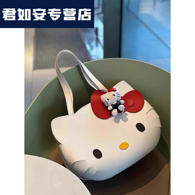 格里奥兹 GLIOZZIhellokitty联名款托特包潮流卡通可爱单肩包蝴蝶结凯蒂猫手提健身 白色大号 京东折扣/优惠券