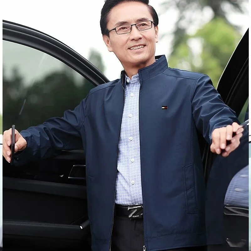 TOMMY JEANS汤米希凯利夹克男士外套男装立领春秋新款商务爸爸休闲上衣 藏青色 S 165/84A