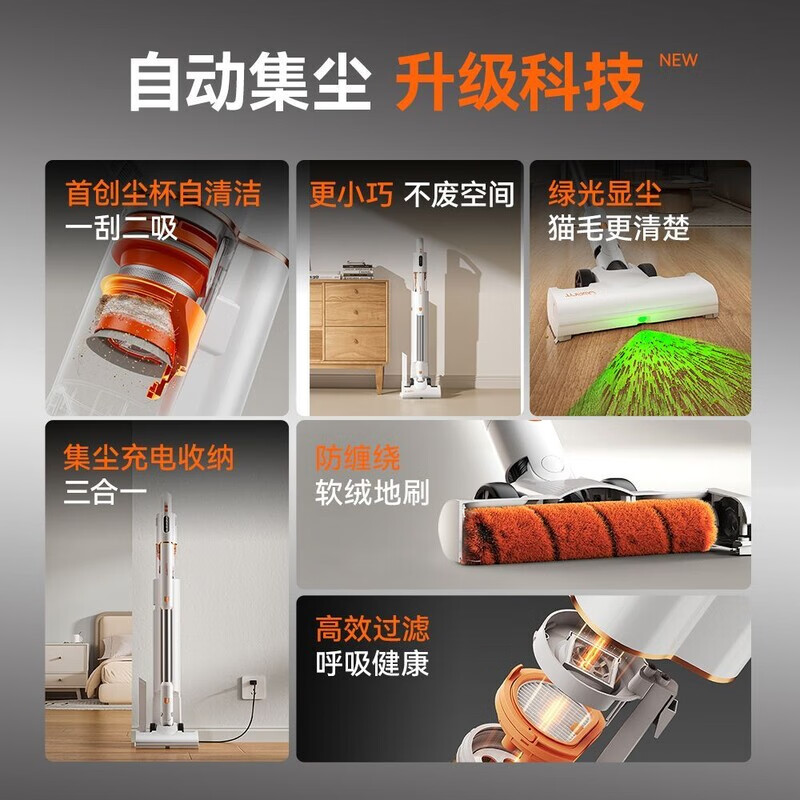 UWANT友望吸尘器大橘升级款大橙Pro绿光显尘自动集尘升级防缠绕 [升级专利防缠绕]大橙Pro