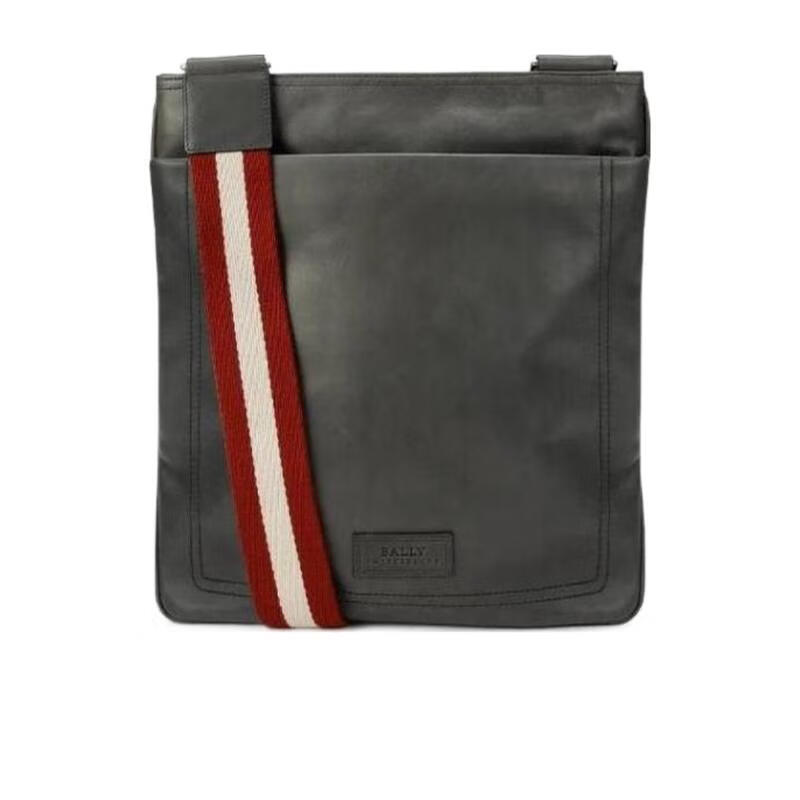巴利（BALLY）男包 25新款經(jīng)典微標時(shí)尚輕便商務(wù)休閑旅行單肩斜挎包男士郵差包 黑色 均碼