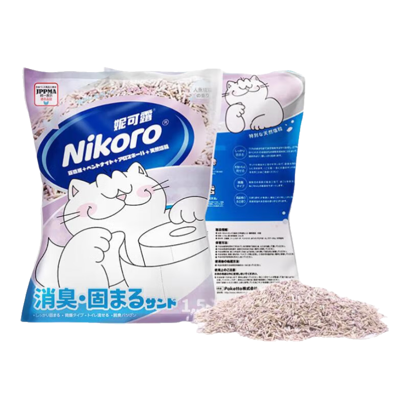 妮可露超凝系列 矿砂木薯猫砂 结团快低粉尘除臭 2.5kg*4包（一箱）
