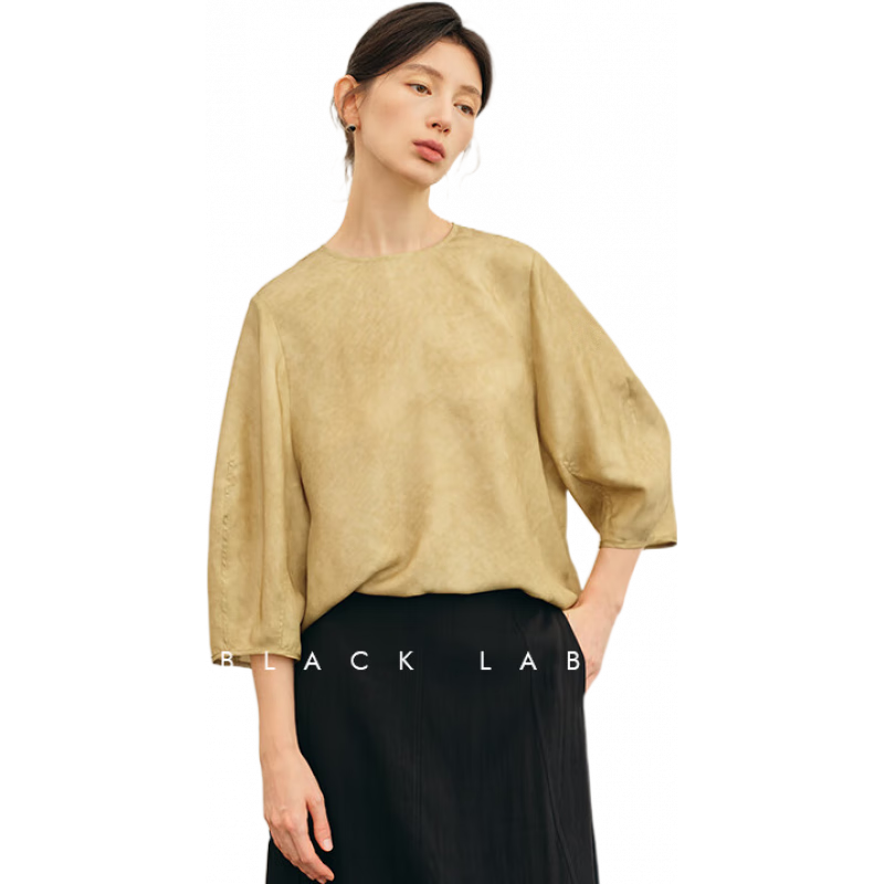 旅途原品ltyp 手工臟染100%真絲廓型小衫 夏季極簡(jiǎn)高級(jí)優(yōu)雅襯衫女 臟染粉 L