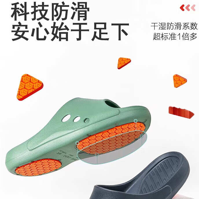 源途防滑拖鞋男女家居浴室凉拖外穿室内洗澡老人孕妇止滑鞋防滑鞋简约 绿色 升级款 44-45