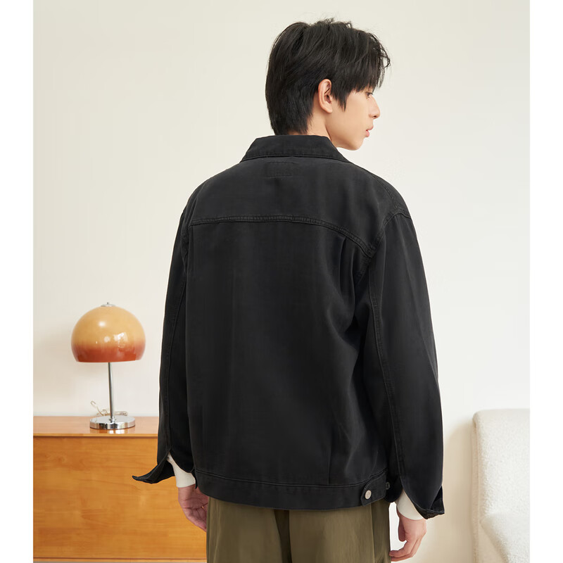 gxgjeans男装春季翻领牛仔夹克外套 1978系列 黑色 L (175)