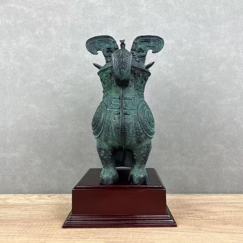 纯铜仿古青铜器妇好鸮尊家居日常兽面纹摆件送礼留念 黑色