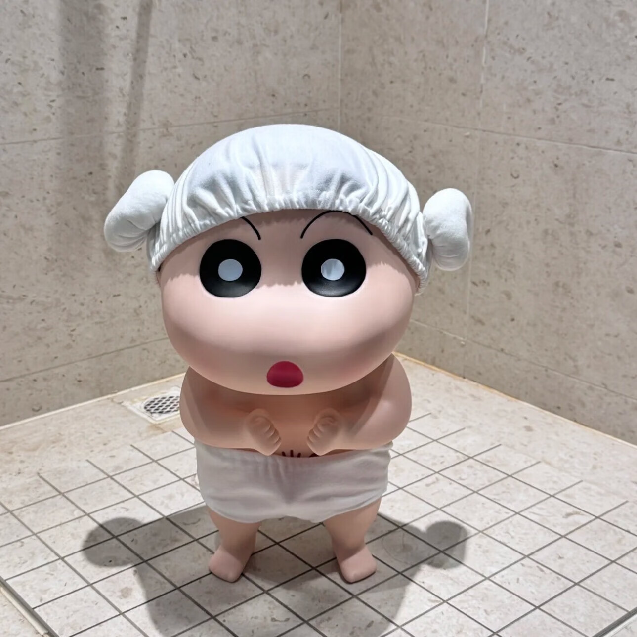 蜡笔小新正品潮玩具手办公仔头转动桌面摆件动漫周边男女生日礼物 洗澡小新45CM顶配【送浴帽内裤】