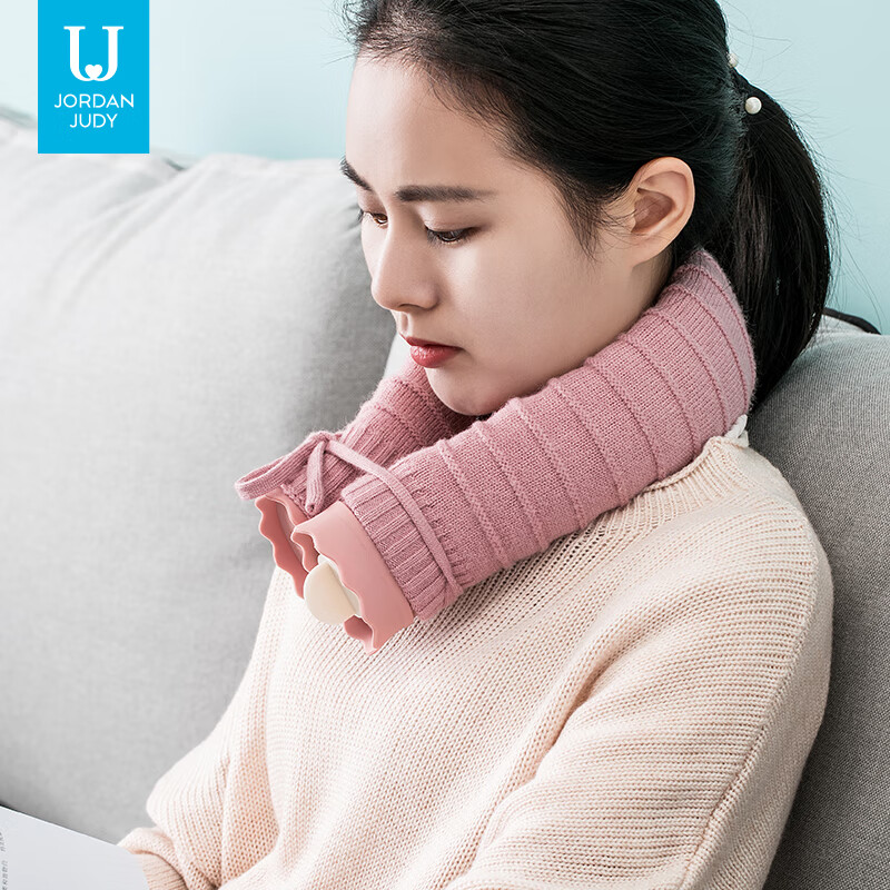 佐敦朱迪（Jordan&Judy） 注水热水袋热敷颈椎肩颈腰带暖水袋大号围脖防爆送爸妈健康礼物 粉色（含针织套）
