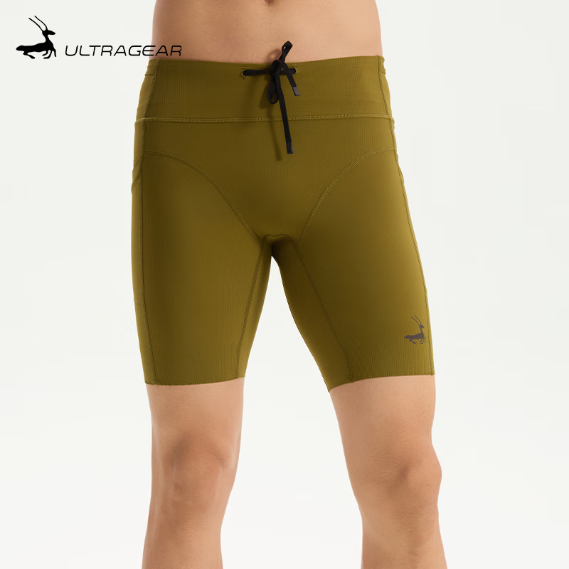 ULTRA GEAR逐羚 116g马拉松运动透气男子5兜压缩跑步短裤 | 优极UltraGear 冷杉绿 M 京东折扣/优惠券