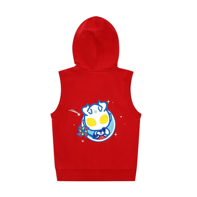 千趣会（senshukai）【奥特曼联名】千趣会童装儿童秋装马甲男女童印花背心连帽上衣 红色 160 cm