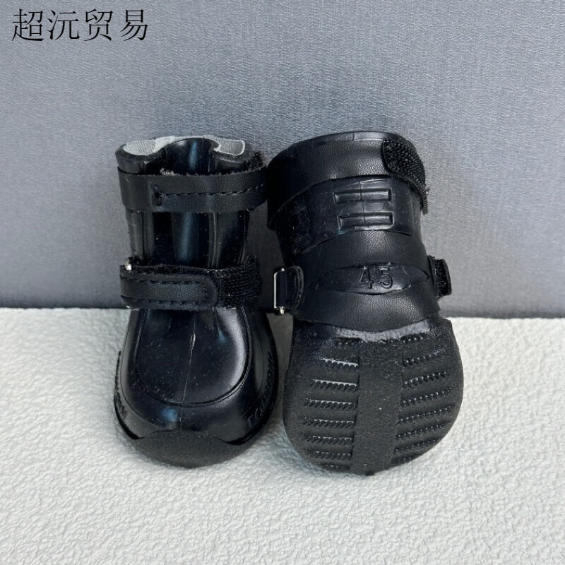 DJJ狗鞋 泰迪狗狗雨鞋寵物狗小型犬防水防滑fokwow福旺狗鞋不掉鞋 全膠黑(送鞋墊) 35#2只裝【需要4只數(shù)量選2】