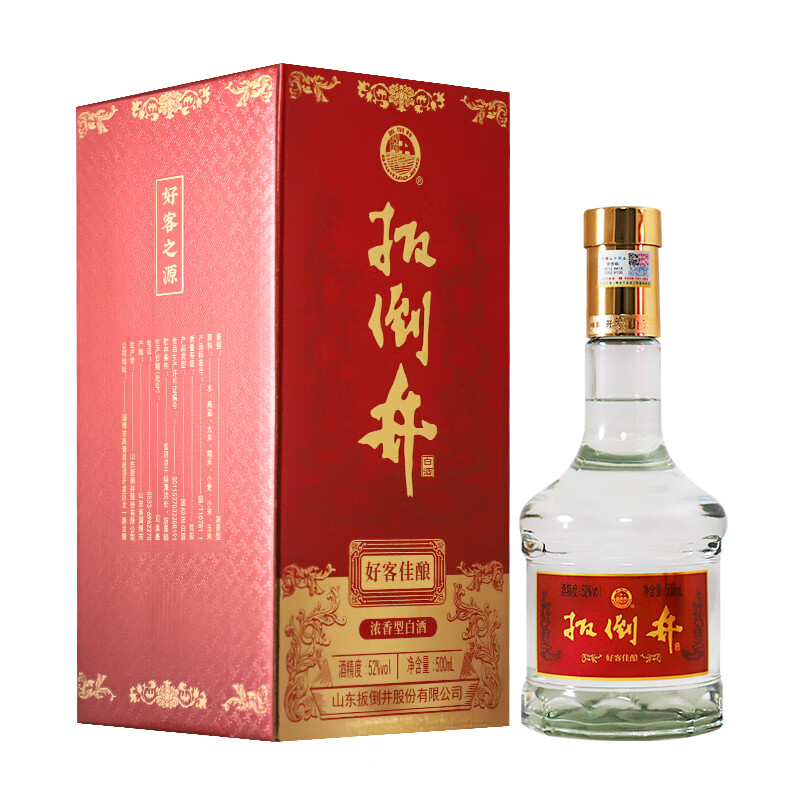 扳倒井白酒 52度好客佳酿 纯粮酿造浓香型礼盒包装 自饮送礼白酒 52度 500mL 6瓶 （搭配手提袋）