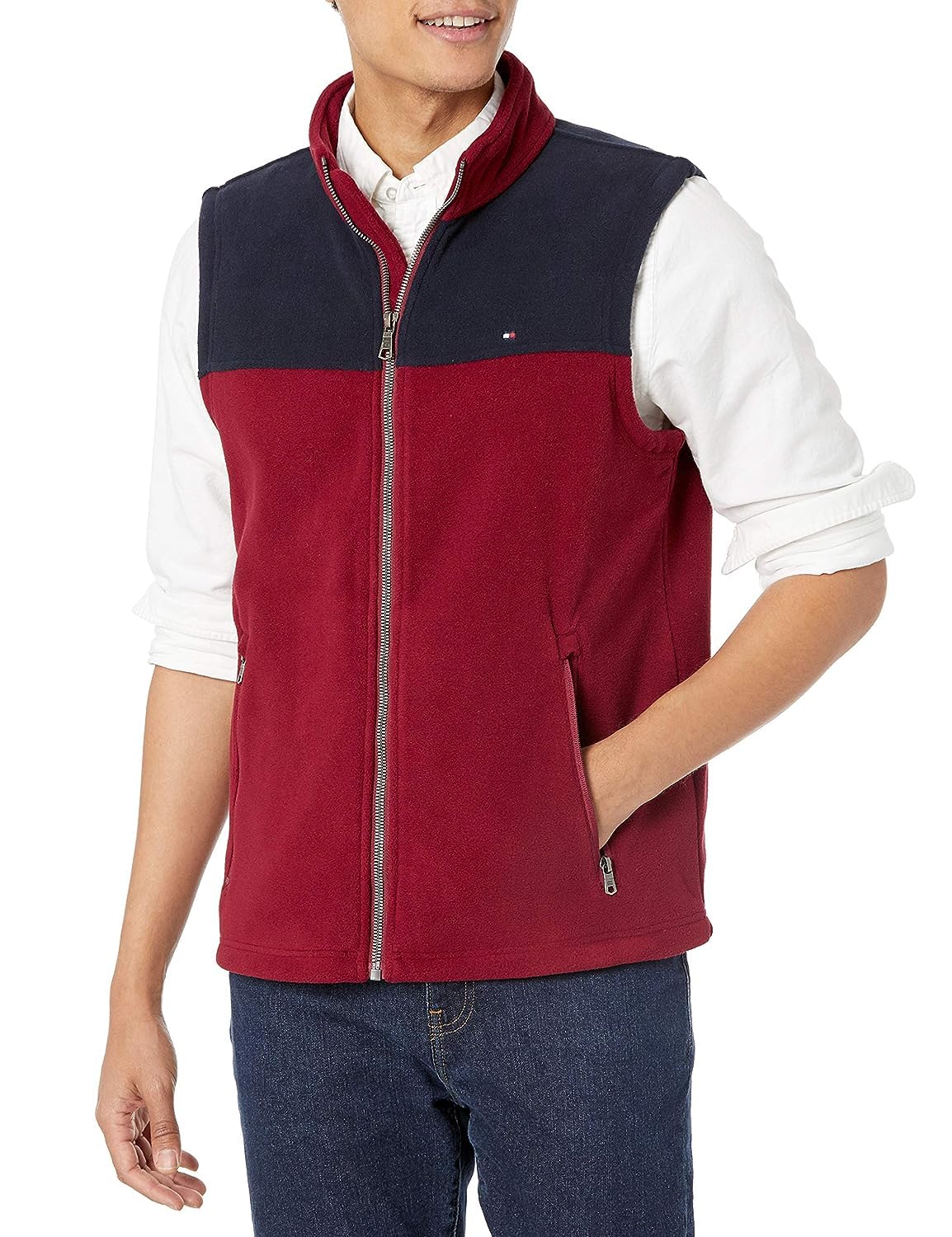 Tommy Hilfiger 汤米·希尔费格 成人 中性 外套-马甲 现代 NavyRed 尺码X-Large *蓝/红色 X大码