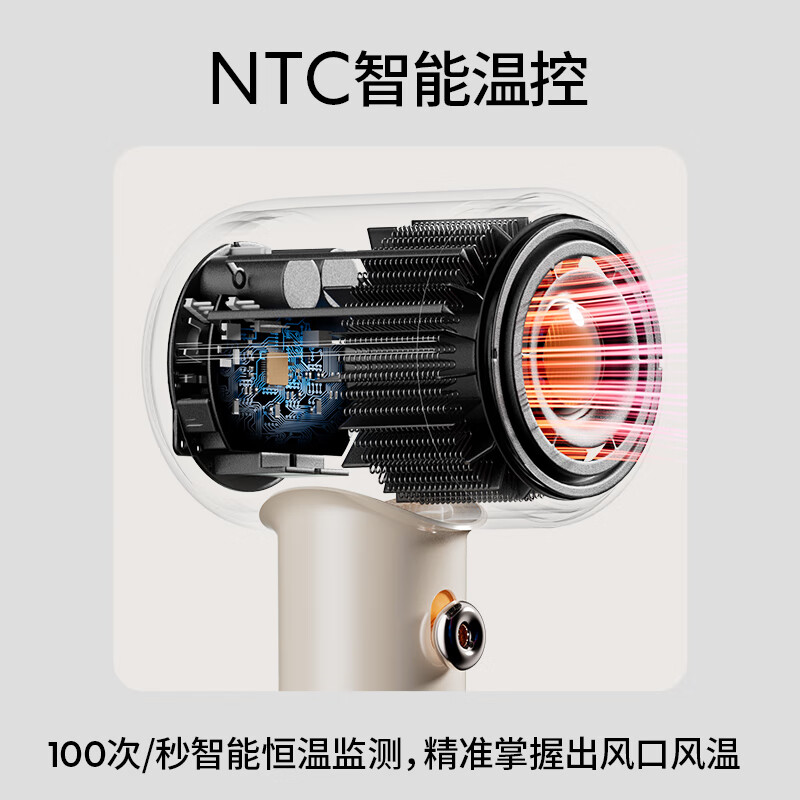 直白【国家补贴】复古高速电吹风机家用负离子护发低噪音速干吹风筒生日七夕情人节礼物女S1白色高配版
