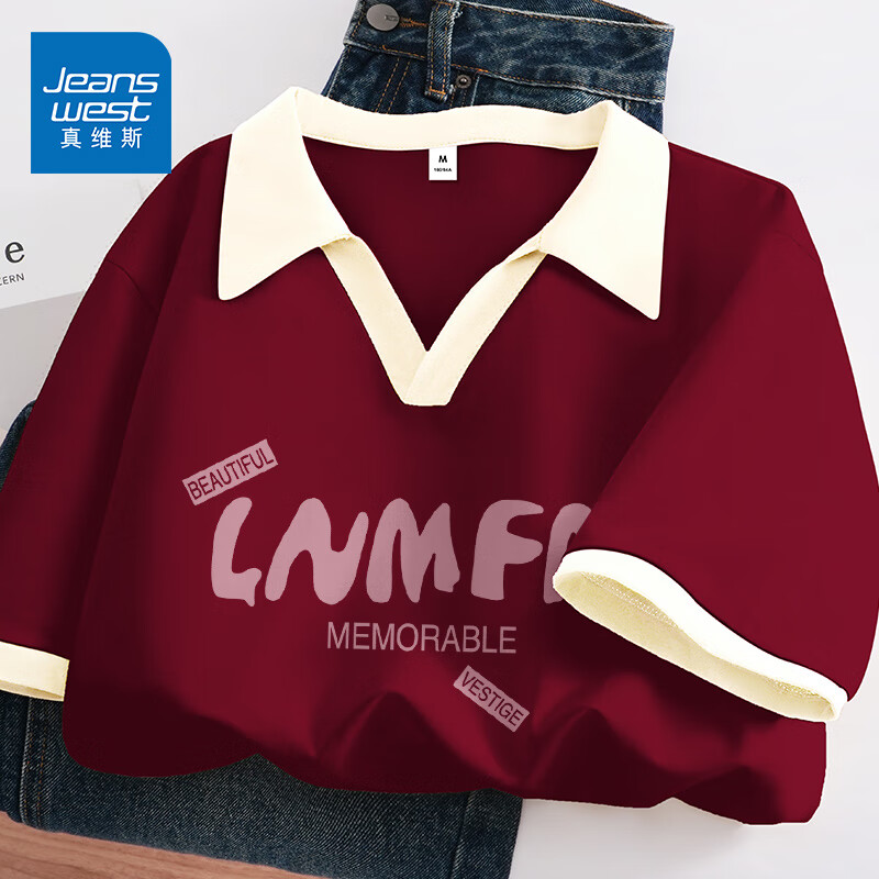 ���ڲ�������ά˹��JEANSWEST�����紿�޶���t��Ů2025�¿��ļ�����ײɫpolov����ѧԺ�緭������ �ƺ� ����� M