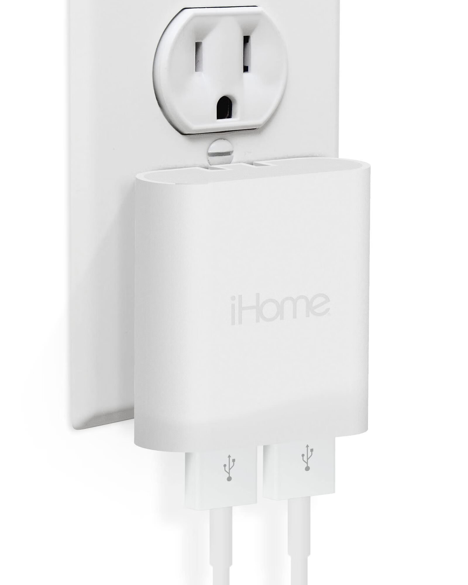 iHome 2 端口 USB 壁式充电器AC Pro 多端口 USB 充电器 USB 插头适配器和手机充电块  USB