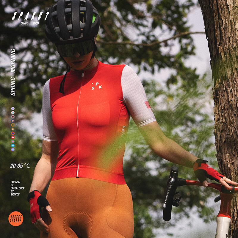 思帕客（Spakct）短袖骑行服夏季女装公路山地自行车套装速干运动户外骑行短裤 春晓-女子短袖(灰蓝色） 3XL