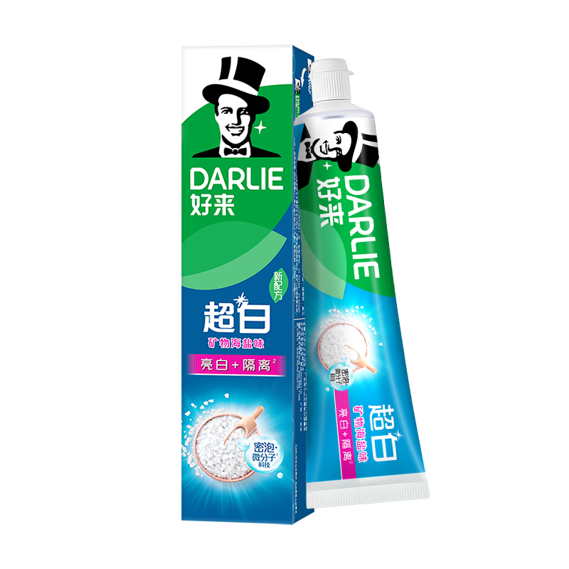 DARLIE好来【白鹿推荐】超白矿物盐牙膏 去牙渍 亮白清新 190g新旧随机