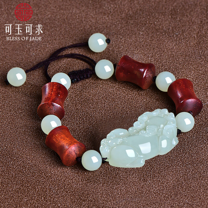 可玉可求 和田玉貔貅手链 男女玉石手串多款可选 隔珠小叶紫檀D1260