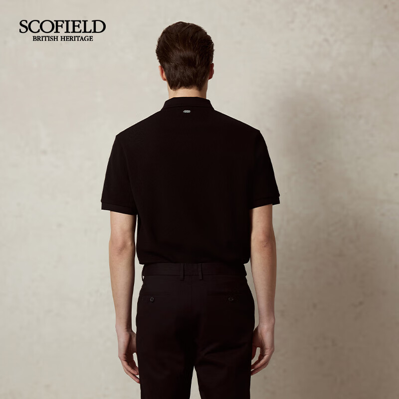 Scofield【新疆棉】男士25年夏季新款棉质翻领纯色时尚休闲宽松短袖POLO衫 黑色 XL (180)