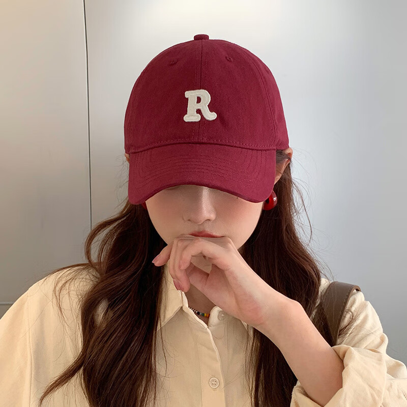 兼彩棒球帽子男女潮流百搭户外运动帽字母跨年骐骥红色简约情侣鸭舌帽
