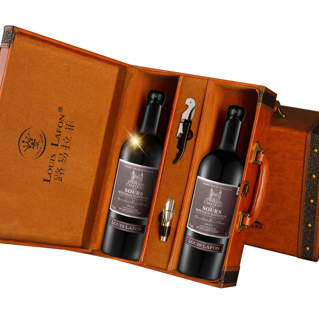 路易拉菲（LOUIS LAFON）法国原瓶进口红酒超级波尔多AOP干红葡萄酒750ml*2瓶双支礼盒送礼