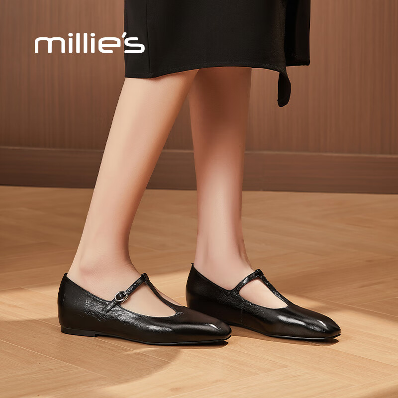 妙丽玛丽珍鞋女低跟内增高浅口2026春季新款百搭时尚气质单鞋 黑色 36 (230mm) 标准码
