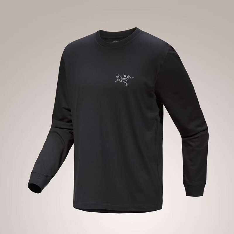 始祖鸟（ARC&#039;TERYX）男士套头衫 Kragg SL 纯棉长袖户外休闲T恤 柔软舒适透气内搭 黑色/Black XS