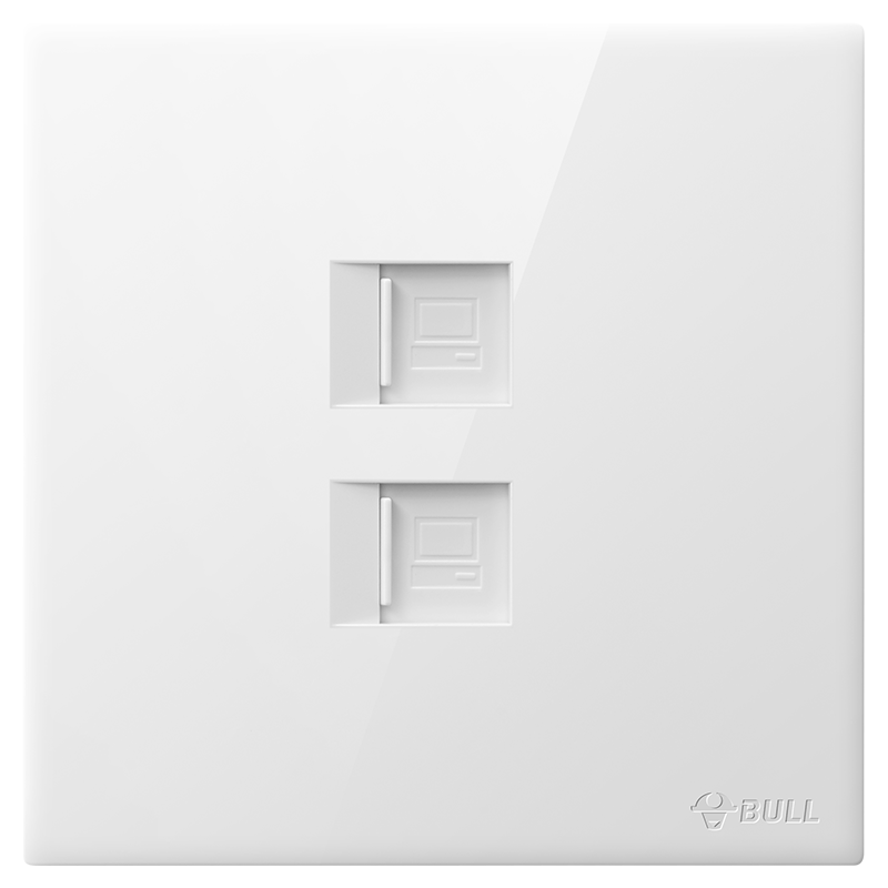 公牛（BULL）开关插座 G60系列二位电脑插座六类86型超薄面板G60T222亮面白