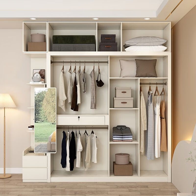 芝华士爆款ENF级实木欧松板推拉门衣柜卧室家用奶油风小同款华士 衣柜+顶柜+边柜【2.6米高】 2米【广东佛山品牌】