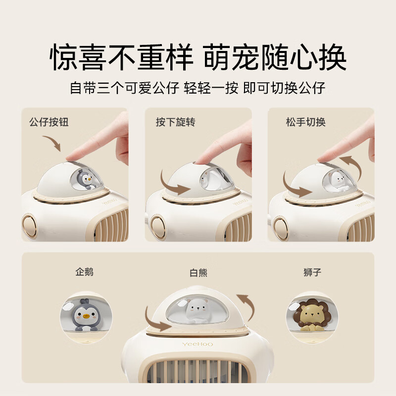 英氏(YEEHOO)风扇自动摇头婴儿手推车USB小风扇八爪鱼便携夹子式USB充电小风扇