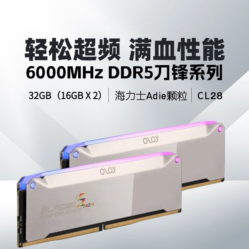 OLOY刀锋（BLADE）DDR5 台式机RGB灯条 (16GB×2) 6000MHz CL28 32GB 2条套条 AMD专用 EXPO一键超频