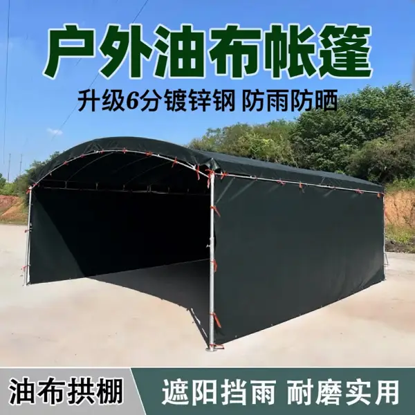 戶外擺攤帳篷雨棚停車蓬養(yǎng)殖蓬流動(dòng)酒席帳篷農(nóng)村遮陽遮雨油布帳篷 加粗加厚鋼管+加厚油布+三面圍布 寬3米長5米（4腳）鋼架重87斤