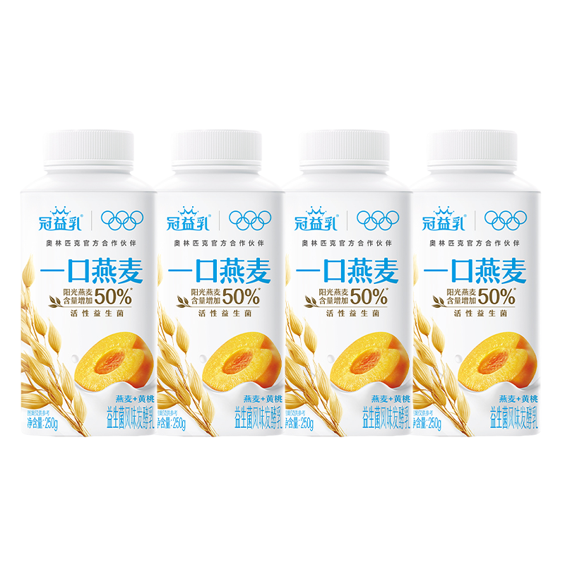 再降价、plus、需首购：蒙牛 冠益低温酸奶 燕麦黄桃味250g*4瓶拍6件