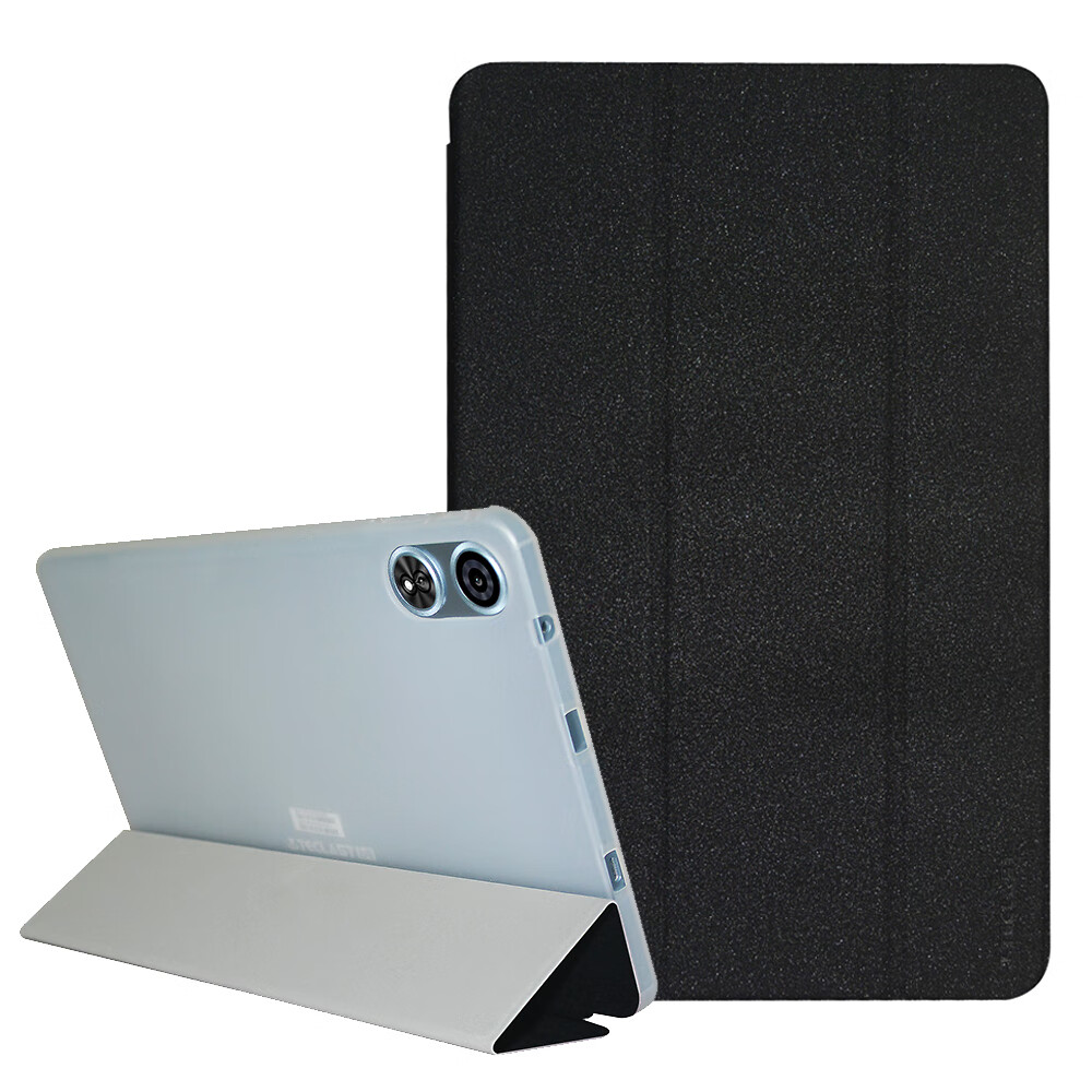 埠帝适用Teclast/台电T60plus平板电脑保护套12英寸t60plus皮套外壳支架平板壳 轻薄三折-黑色 台电T60 plus