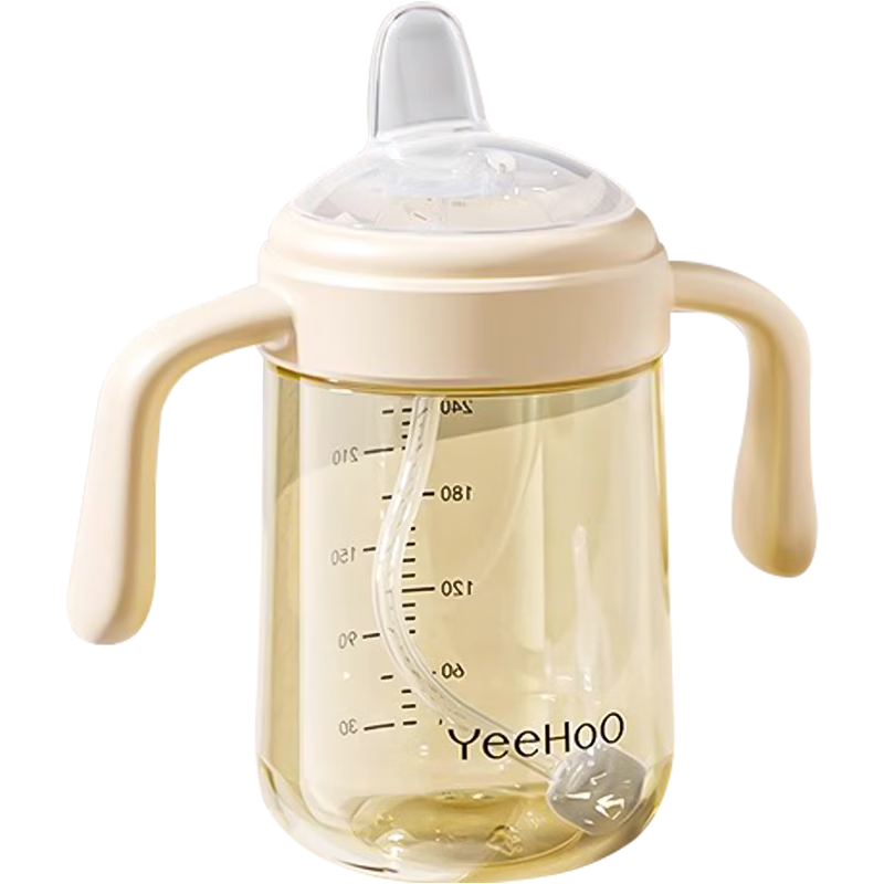 英氏（YEEHOO）學(xué)飲鴨嘴杯嬰兒寶寶喝水杯小月齡防嗆吸管奶瓶6個(gè)月一歲以上 小月齡【鴨嘴+吸管水杯】