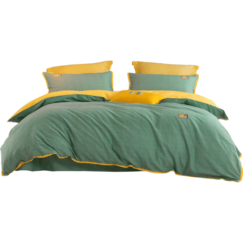 百丽丝床上四件套纯棉100%新疆棉全棉被套床单被罩床品四件套1.5米床素色简约