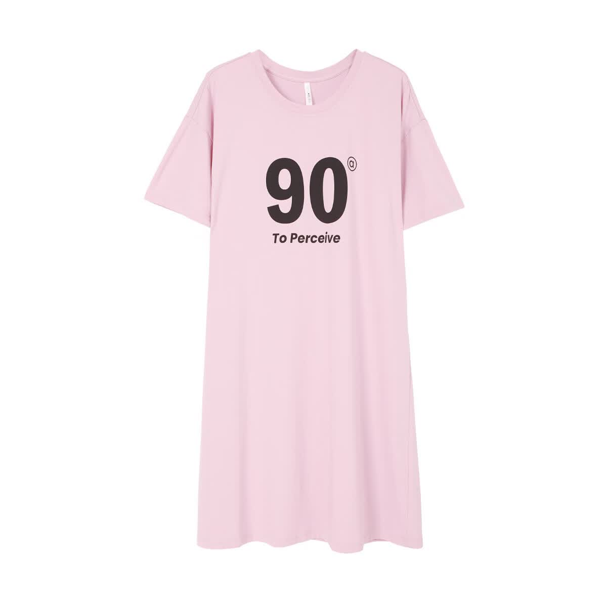 安之伴【巨好睡】睡裙女夏季凉感纯棉短袖睡衣休闲中长款家居服 粉彩色【柔软有弹性-超凉爽】 XL