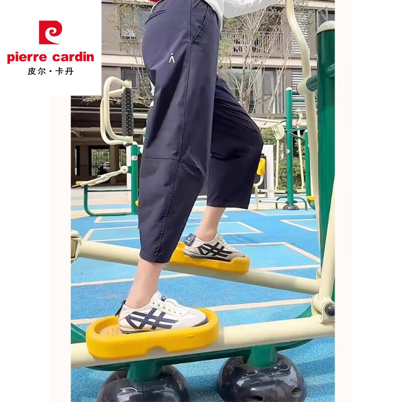 皮尔卡丹速干运动裤女夏季大尺码胖MM高腰显瘦宽松休闲裤薄款九分哈伦萝卜 藏青色【慵懒风/女士/垂坠感/时 L 建议100-120斤