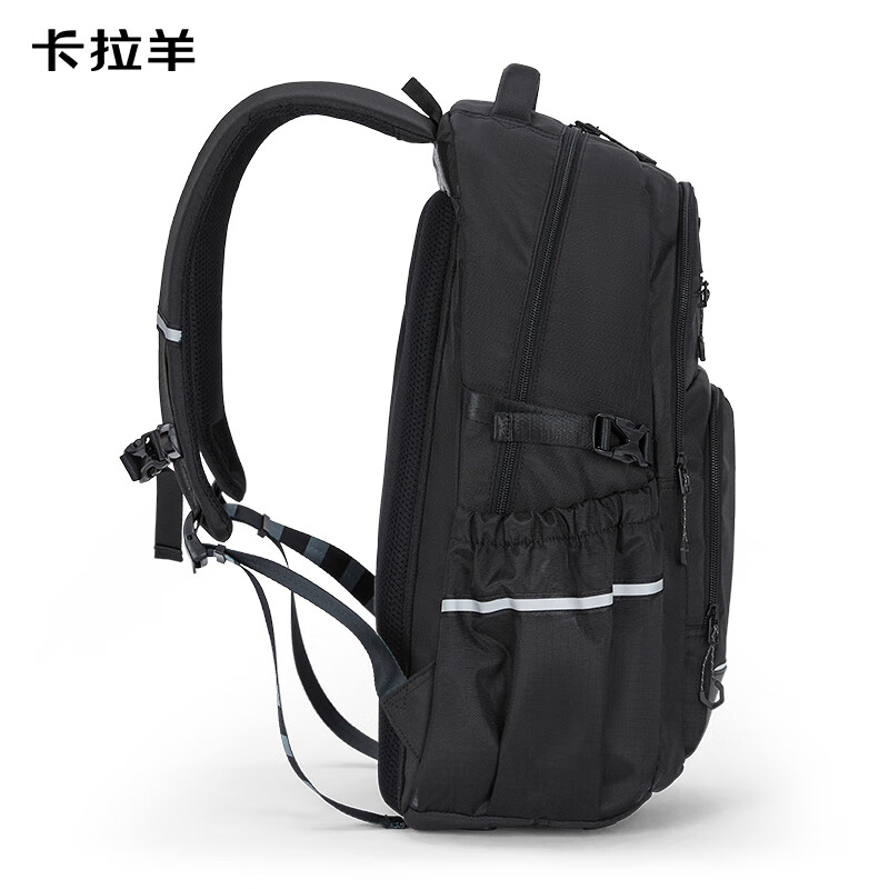 卡拉羊(KALA·Y)中学生书包大容量初中生双肩包男女学生旅行休闲背包 5502黑色【容量34L】 适合初高中生