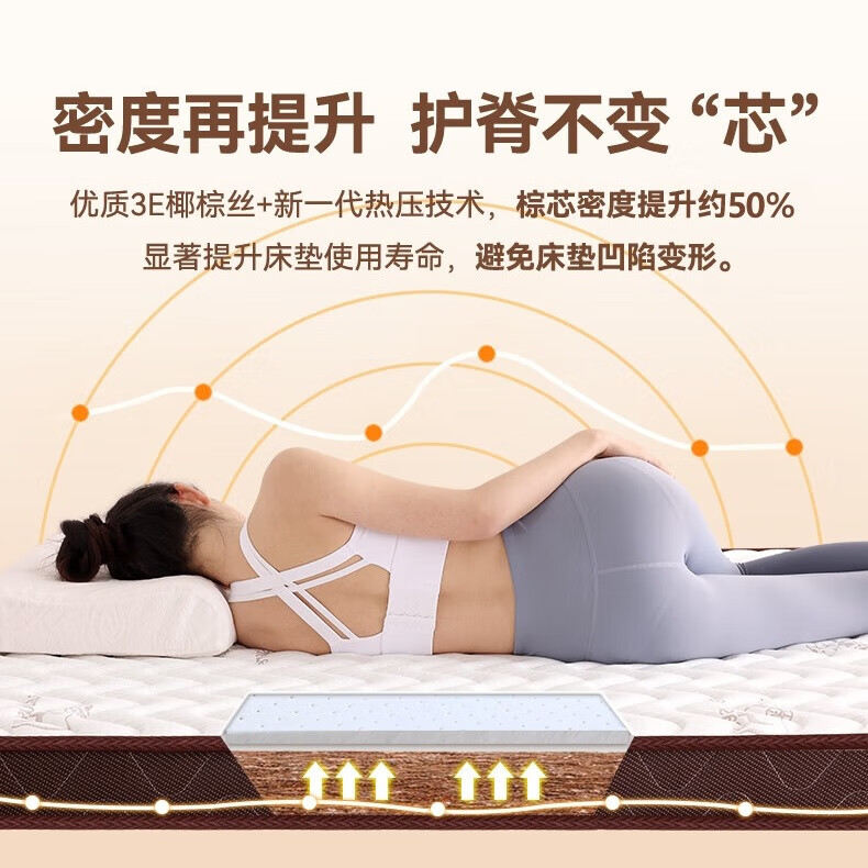 能见度床垫1.8米x2米 天然椰棕床垫子棕垫硬棕榈婴儿童榻米专用定制定做 护腰护脊10CM厚(婴儿棉面料+黄麻双金棕) 1.8米x2米（德国VISIBL婴幼儿可用）