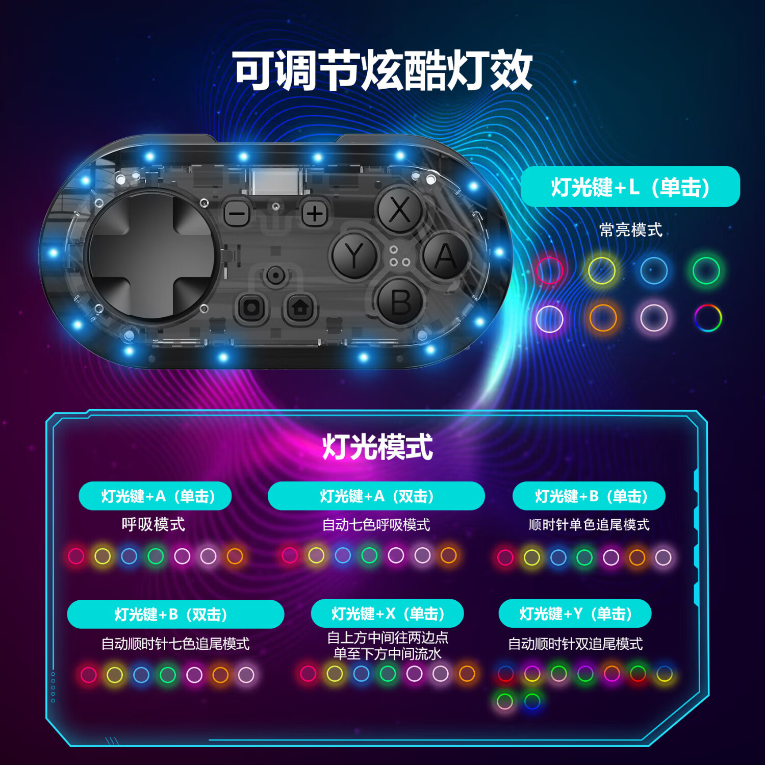 MOMEN魔门迷你无线游戏手柄 无线蓝牙游戏机小手柄 手机翻页绘画模拟器适用于 Switch安卓IOS手机/PC 透黑【四模操作:Switch/安卓/蓝牙/键盘】 Switch迷你手柄
