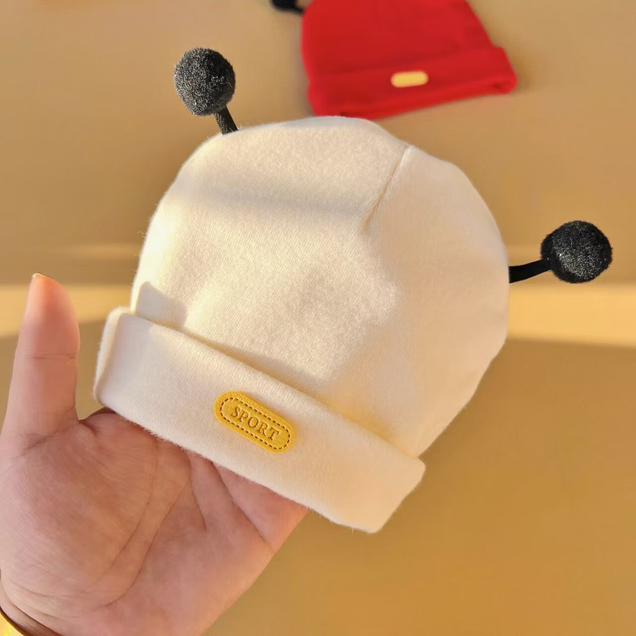 彩虹房子春秋男女宝宝儿童帽胎帽合集 小蜜蜂胎帽-棕色参考0-6个月