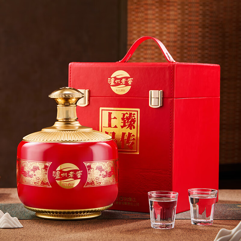 泸州老窖 臻传上品 52度喜庆婚宴露酒礼盒 52度 2L 1盒 臻传上品