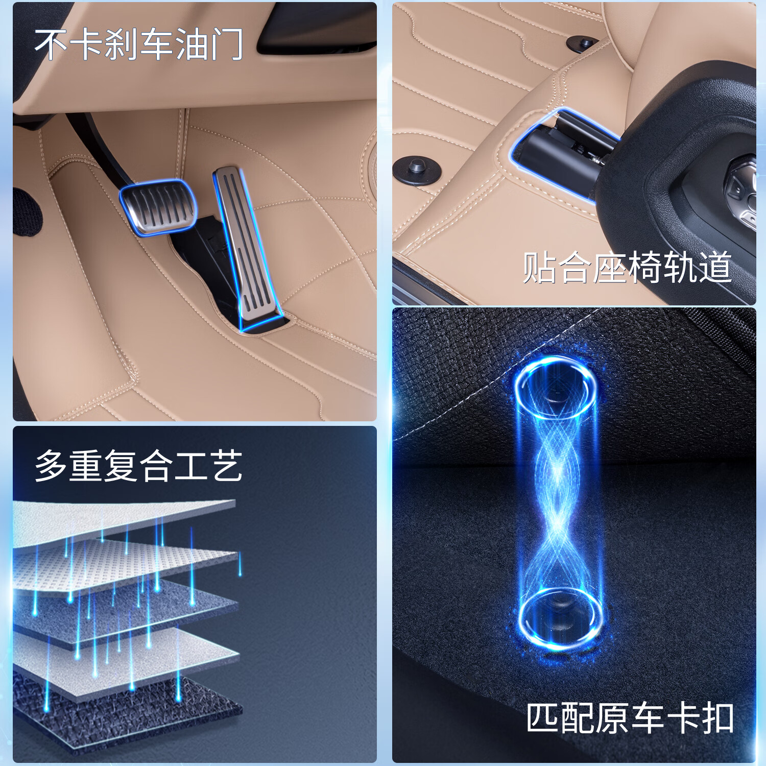 戴卫适用于方程豹豹8脚垫全车6/7座全包围汽车原车色地毯专用品配件 全套  野麦黄+棕色仿羊绒+尾箱垫 六座