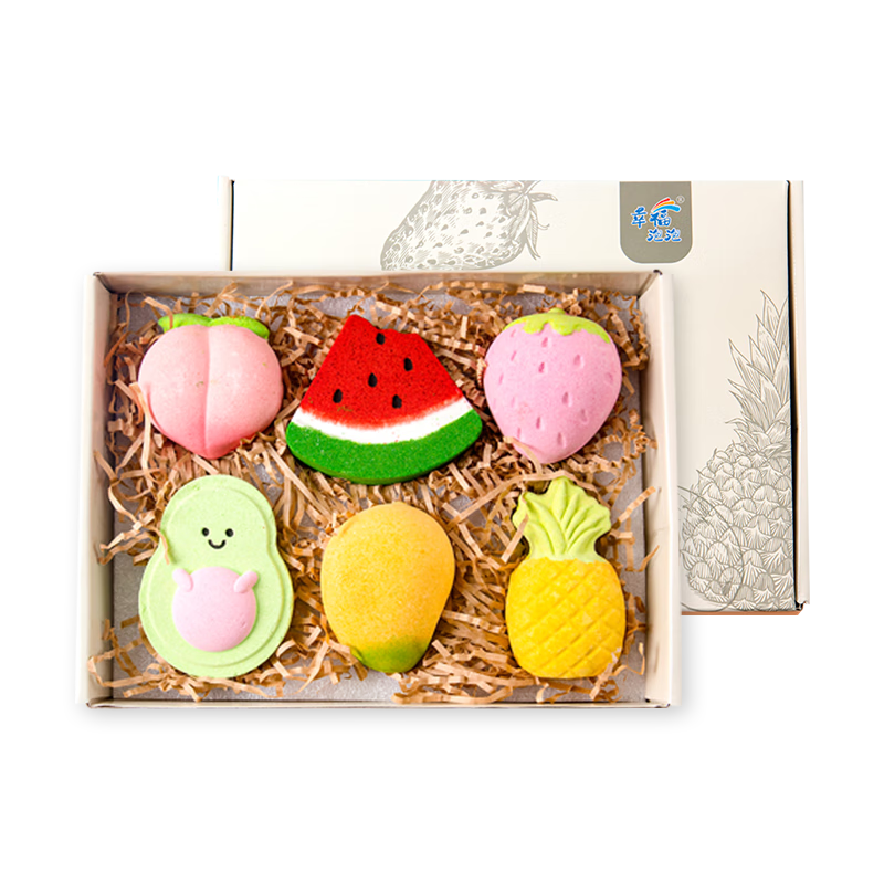 幸福泡泡儿童精油泡澡球水果礼盒装（150g*6)超多泡泡浴球成人浴缸浴盐球 75.24元