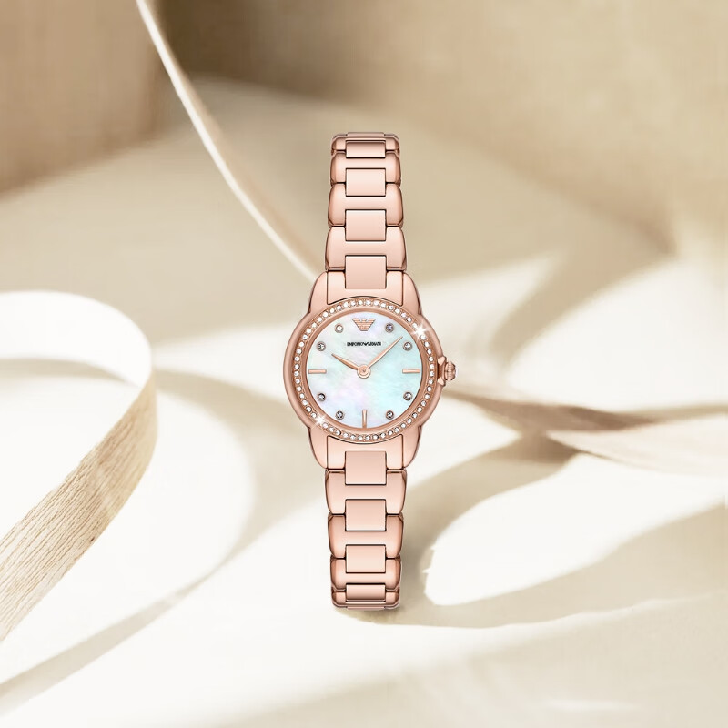 EMPORIO ARMANI阿玛尼手表官方正品手表女士白月光系列优送3.8女神节友礼物老婆 玫瑰金AR11671 26mm