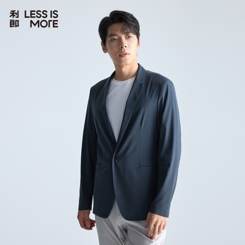 利郎【高弹易打理】西服男士轻薄耐磨舒适顺滑西装外套蓝灰180A