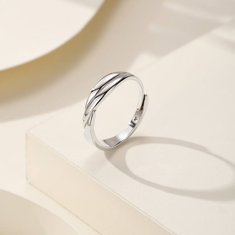oivsy925纯银戒指女新款小指素圈食指单身戒自律尾戒生日情人节礼物  麻花纯银戒指【925足银2.3K】 +礼盒证书