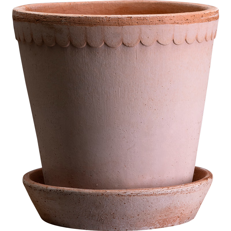 Bergs花盆寶格仕手工盆北歐丹麥設(shè)計(jì)輕奢居家陽臺(tái)陶土花盆帶托盤 美人珍珠花盆(含托盤)-薔薇粉 上口徑10cm